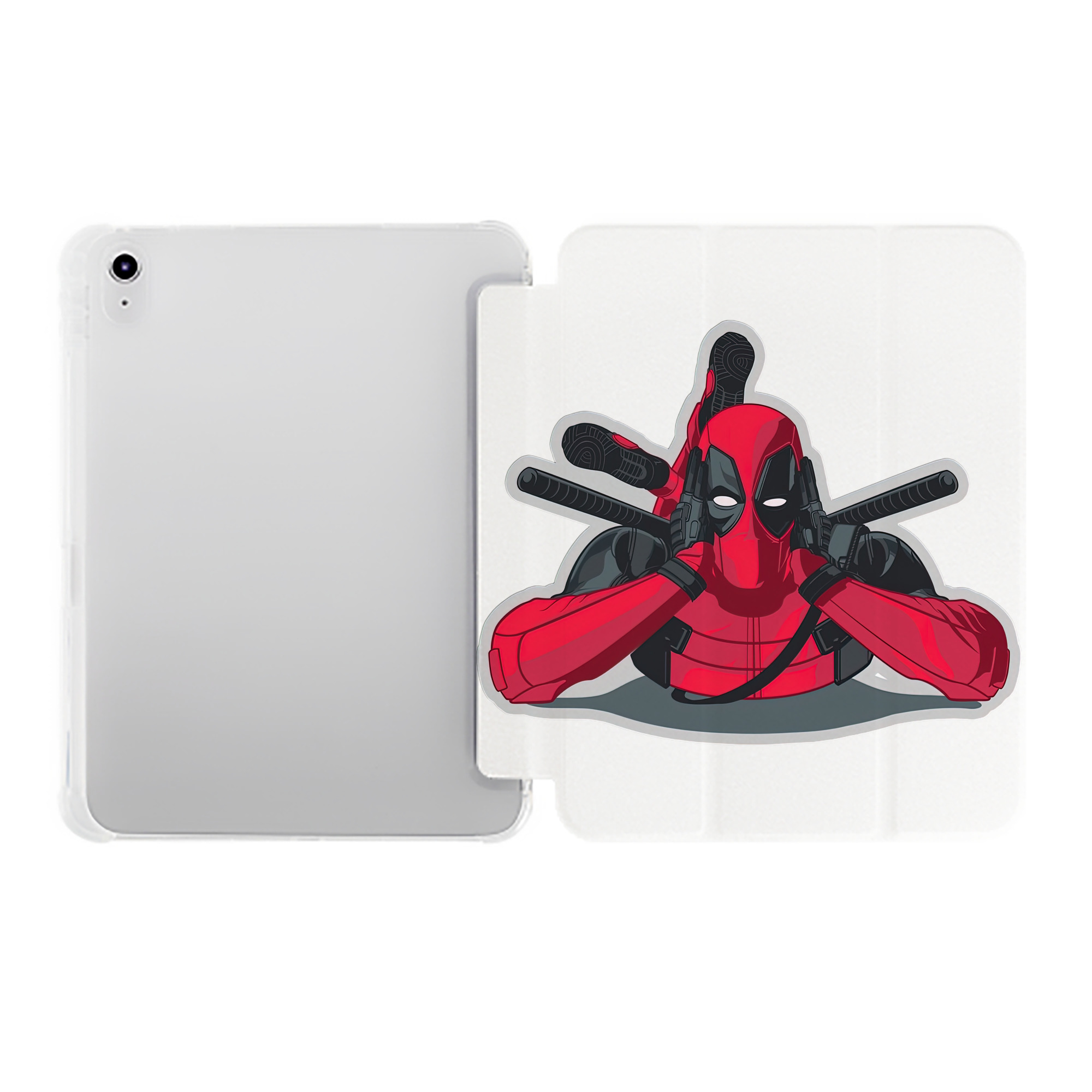 （画像用） Deadpool デッドプール IPad ケース ペン収納付き 三つ折りスタンド PUレザー×シリコン 対応機種9.5/10.5/10.9インチ